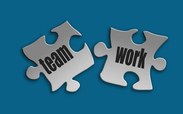 Teamwork woord op witte puzzel — Stockfoto