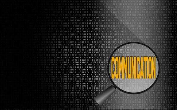 Communication word with binary background — Stock Photo, Image