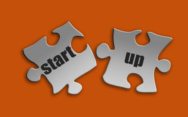 Start up word on white puzzle — Stock Photo, Image