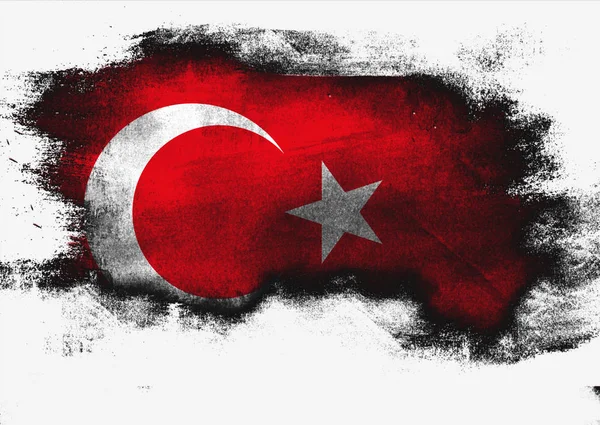 Fırçayla boyanmış Türk bayrağı