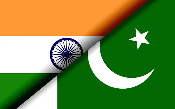 Banderas de la India y Pakistán divididas diagonalmente —  Fotos de Stock