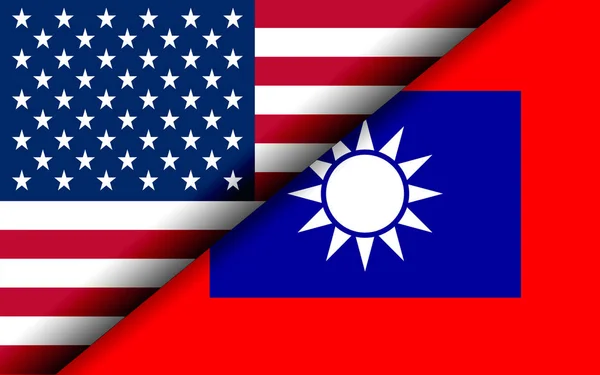 Флаги США и Тайваня разделены по диагонали — стоковое фото