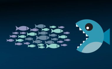 Büyük balık birçok küçük olanları yiyor