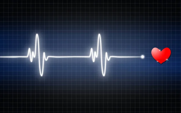 Kırmızı kalp sembolü ile mavi dalgalar — Stok fotoğraf