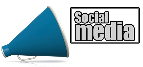 Social media word on blue megaphone — Stock Photo, Image