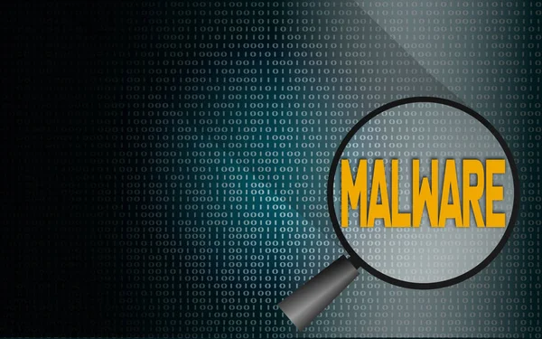 Malware ord med binær baggrund - Stock-foto