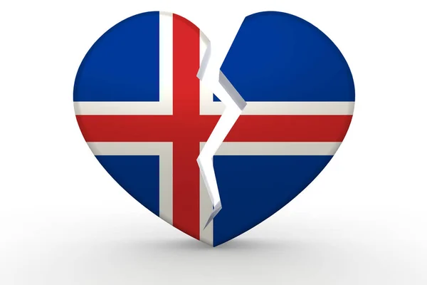 Broken white heart shape with Iceland flag — Stock Photo, Image