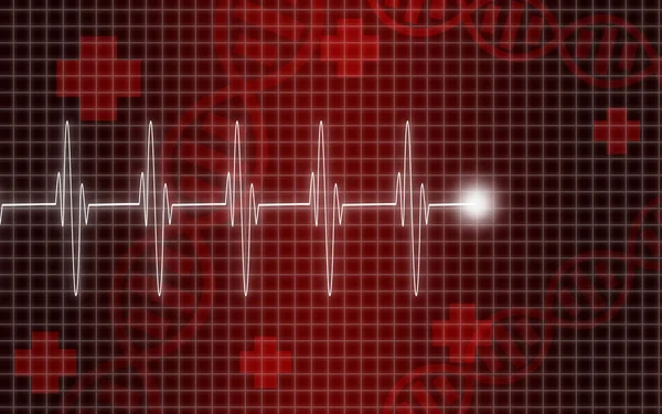 Cardiogramma sullo schermo rosso — Foto Stock
