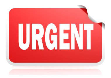 Urgent red square banner