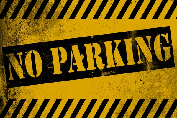 Жовтий знак паркування зі смужками — стокове фото