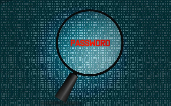 Mot de passe sur écran numérique avec loupe — Photo