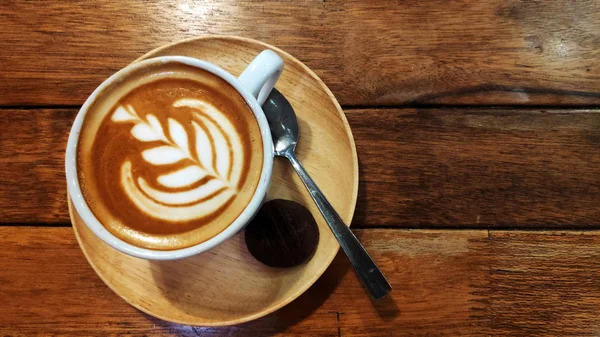 Cup of hot cappuccino art coffee — Stock Photo, Image