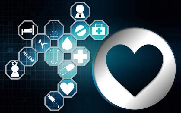 Health care logo and love shape icon