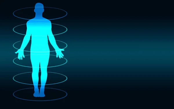 Human body medical scan on a blue background
