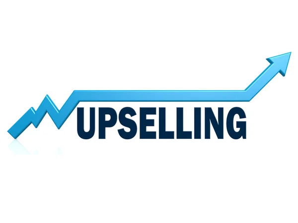 Upselling word with blue grow arrow — Stock Photo, Image
