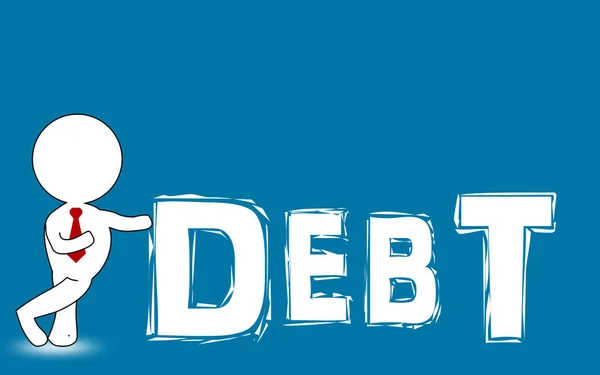 Human figure presenting concept word debt — Stock Photo, Image