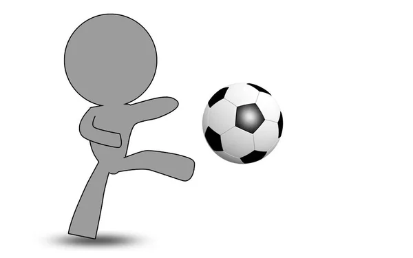 Loutka hrající fotbal izolovaný na bílém pozadí — Stock fotografie