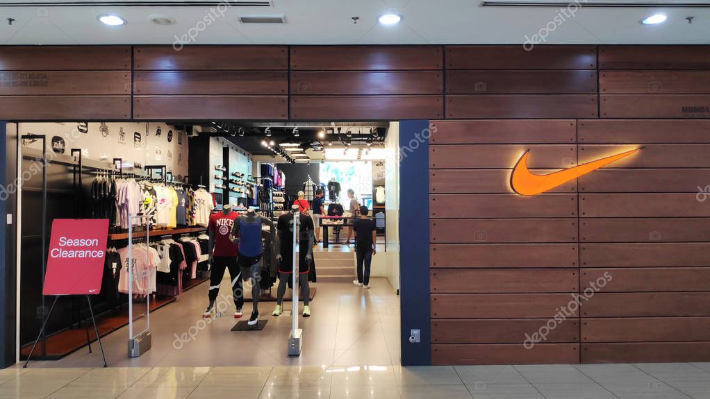 MELAKA, MALAYSIA - 25 JUN, 2019: Nike Shop located in Dataran Pahlawan Melaka Megamall, Melaka. Nike, Inc is an American multinational corporation
