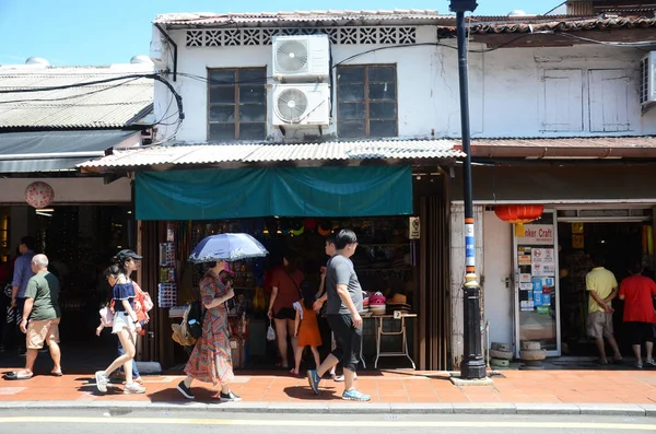 Vista de la calle Jonker en Melaka Malasia — Foto de Stock