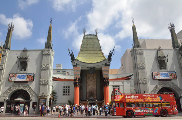 TLC Chinese Theater's entrance full of tourists in Los Angeles, 
