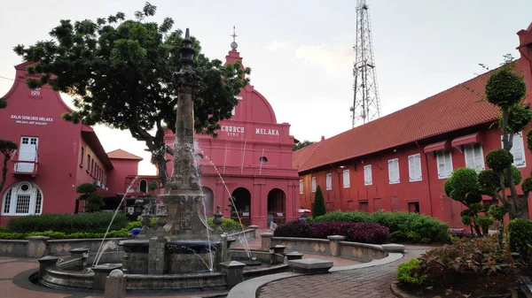 Vista de día de Christ Church & Dutch Square en Malaca Malasia —  Fotos de Stock