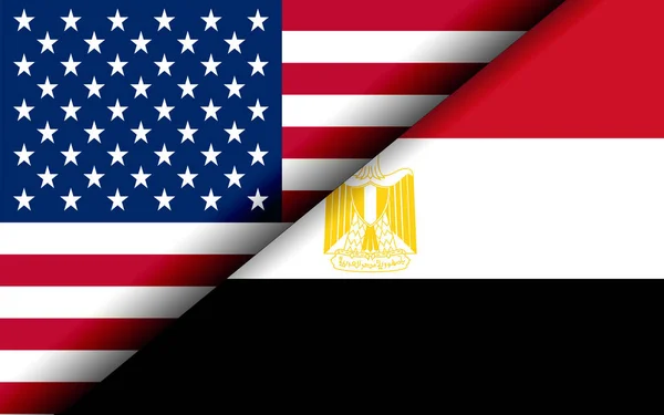 Drapeaux des États-Unis et de l'Égypte divisés en diagonale — Photo