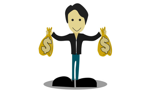 Бизнесмен с двумя мешками с деньгами
