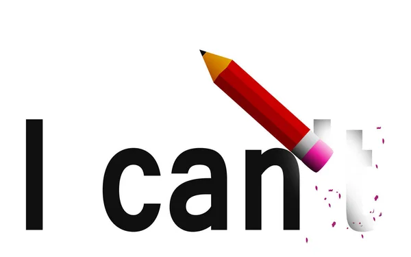Ändra till jag kan med Pencil Eraser — Stockfoto
