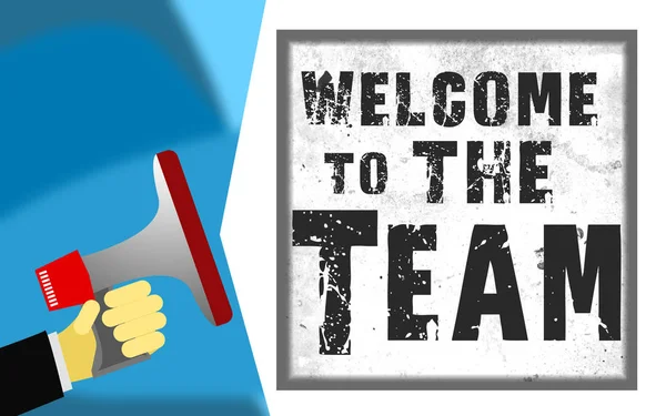 Welcome to the team word with megaphone icon — Stock Photo, Image