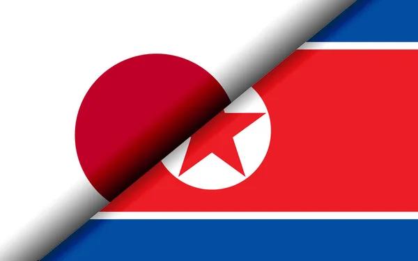 Flags of the Japan and North Korea divided diagonally — Stock Photo, Image