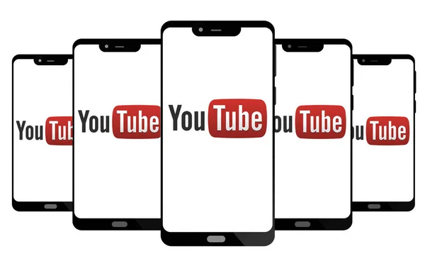 Logotipo do YouTube na tela telefone inteligente — Fotografia de Stock