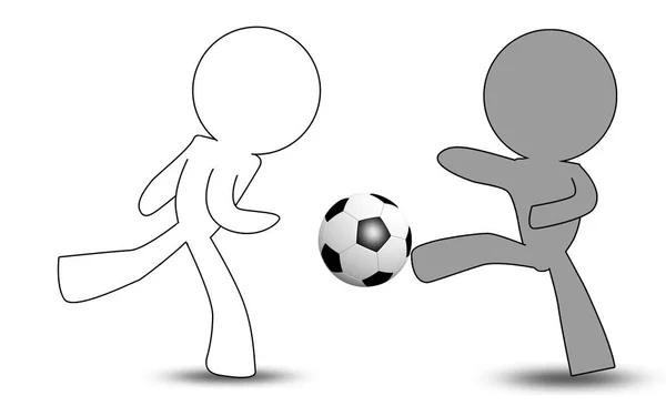 Марионетка играет в футбол изолированы на белом фоне — стоковое фото