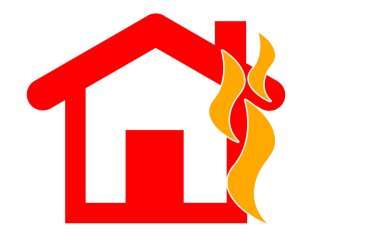 Yanan ev ile yangın sigortası konsepti