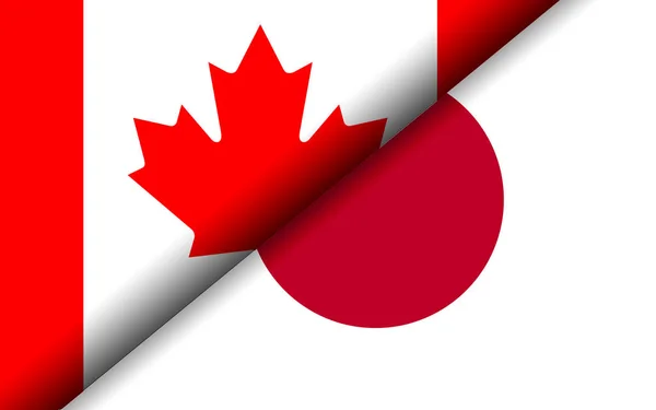 Flagi Kanady i Japonii podzielone ukośnie — Zdjęcie stockowe