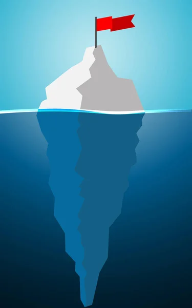 Iceberg in ocean with red flag