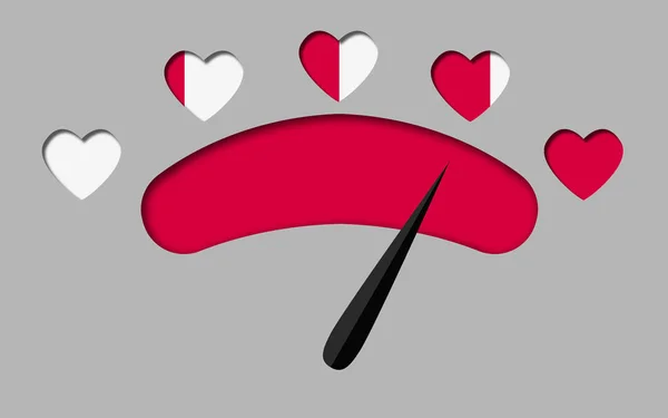 Liefde gauge concept met rode harten — Stockfoto