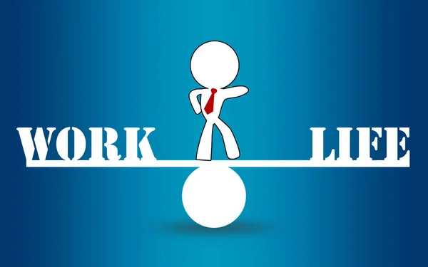 Koncepcja równowagi między życiem zawodowym a niebieskim tłem — Zdjęcie stockowe