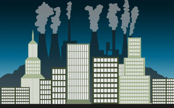 Город и промышленность с загрязнением воздуха — стоковое фото