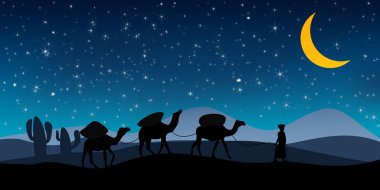 Çölde deve silueti