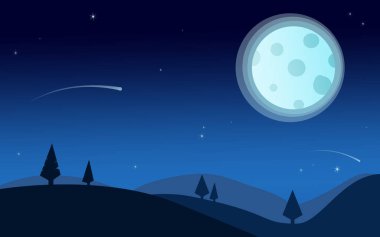 Dolunay ile gece doğa manzara 