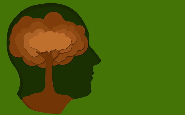 Lidská mysl se stromem na zeleném pozadí — Stock fotografie