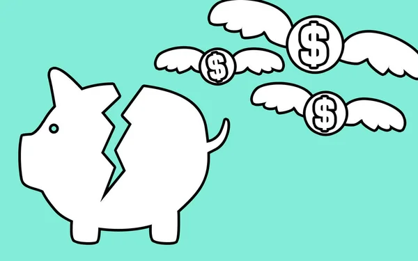 Money fly away from piggy bank — Stock Photo, Image