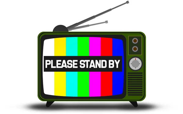 Retro TV z proszę stanąć przez ostrzeżenie — Zdjęcie stockowe
