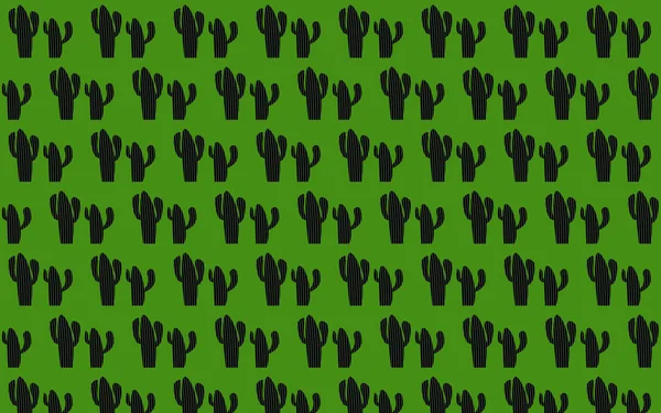 Patrón de cactus sin costura con fondo verde —  Fotos de Stock