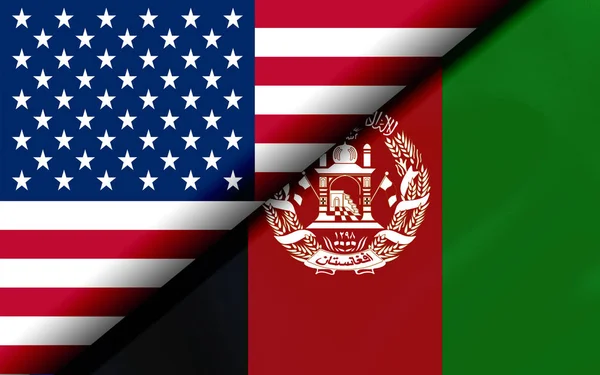 Vlaggen van de Verenigde Staten en Afghanistan verdeeld diagonaal — Stockfoto