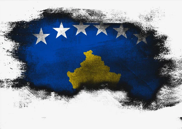 Bandiera Kosovo dipinta con pennello — Foto Stock
