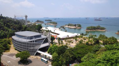 Sentosa Adası'ndaki Siloso Plajı Ariel görünümü , Singapur