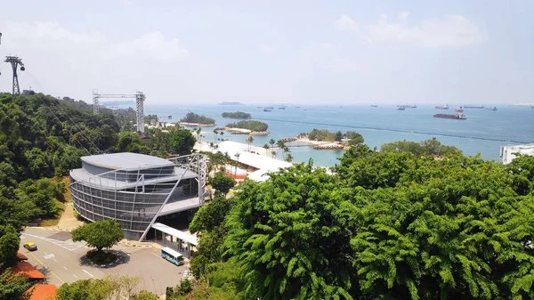 Ariel pohled na pláž Siloso na Sentosa Island, Singapur — Stock fotografie