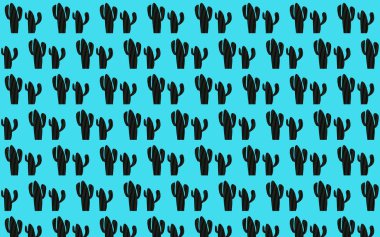 Beyaz arka planile dikişsiz kaktüs deseni