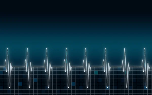 Cardiogramma battito cardiaco con sfondo blu — Foto Stock